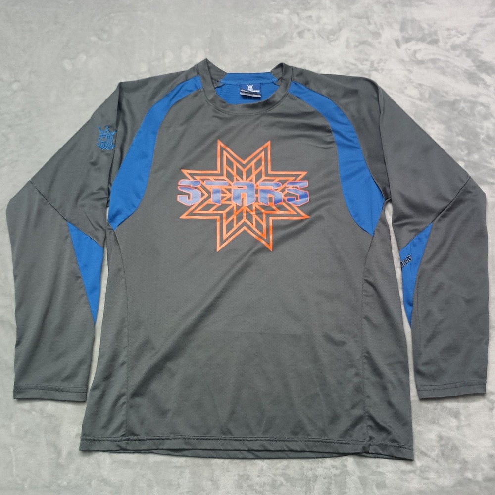 Brine Shirt Mens M Grey Stars Lacrosse Long Sleeve Athletic Jersey Training Gym